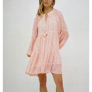 Oliphant Dress Flirty Long Balloon Sleeve Short‎ Bali Pink Women's Size XS NWT
